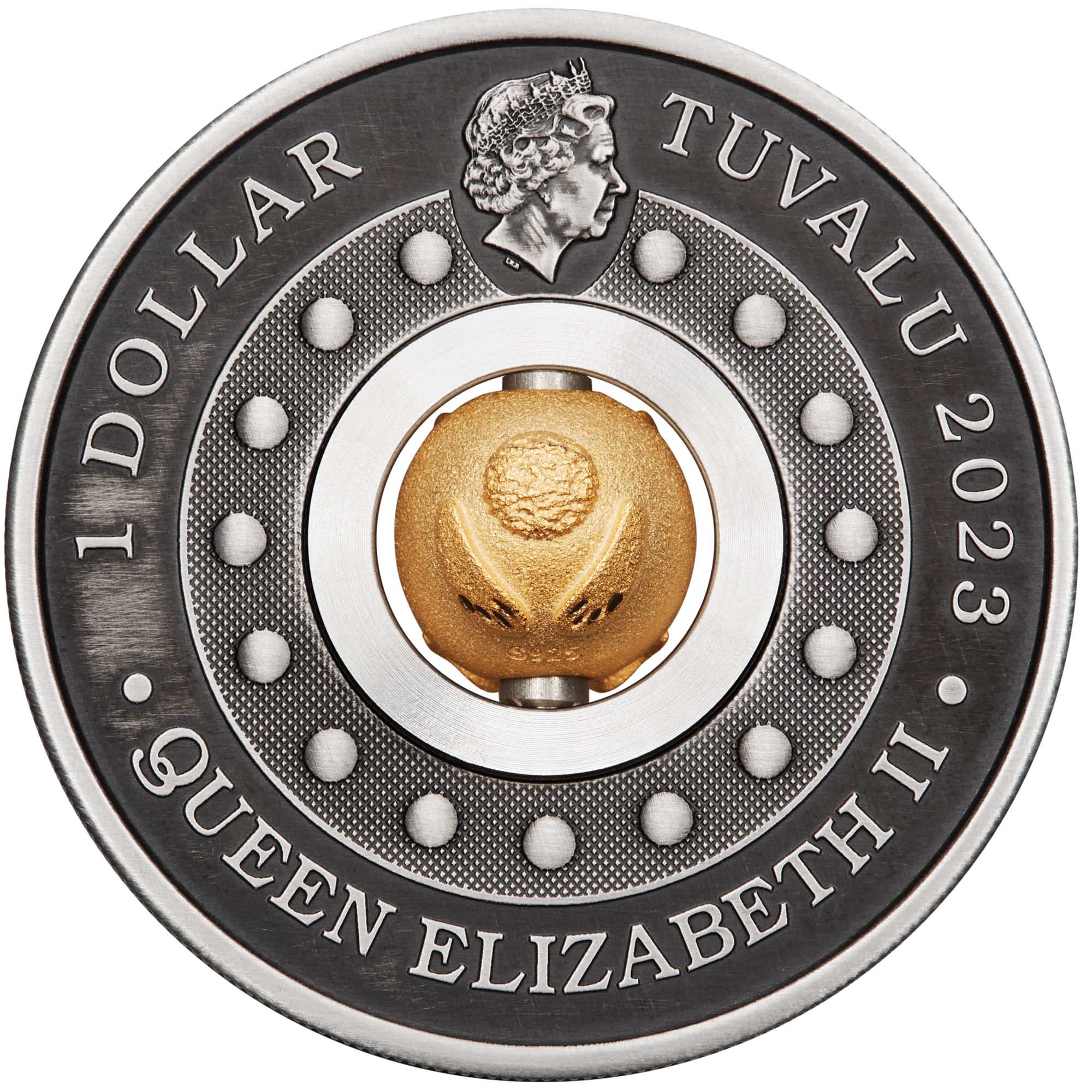 2023 Perth Mint Lunar Rabbit 1oz Silver Antiqued Rotating Charm Coin