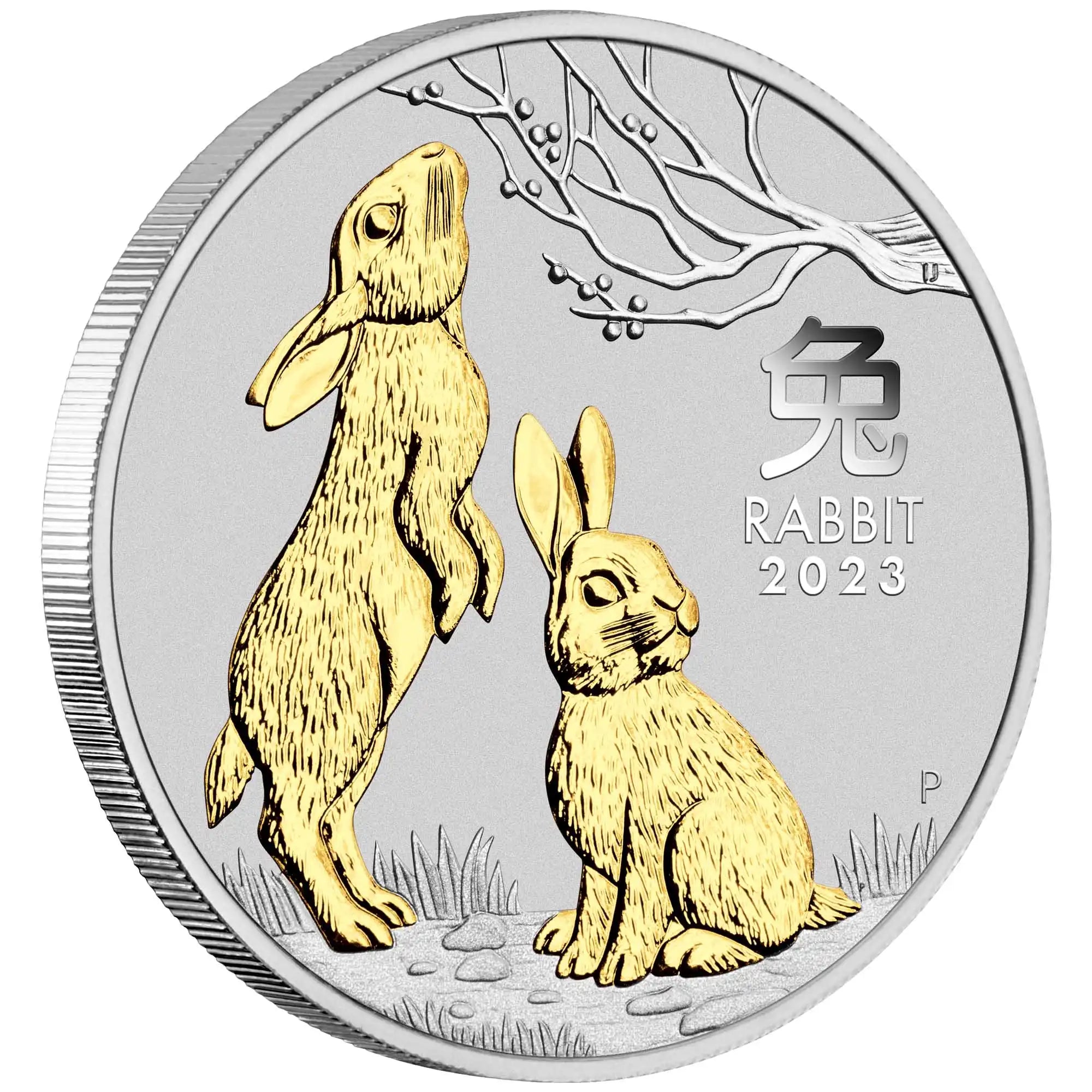 2023 Perth Mint Lunar Rabbit 1oz Silver Proof Coloured Gilded Trio Set