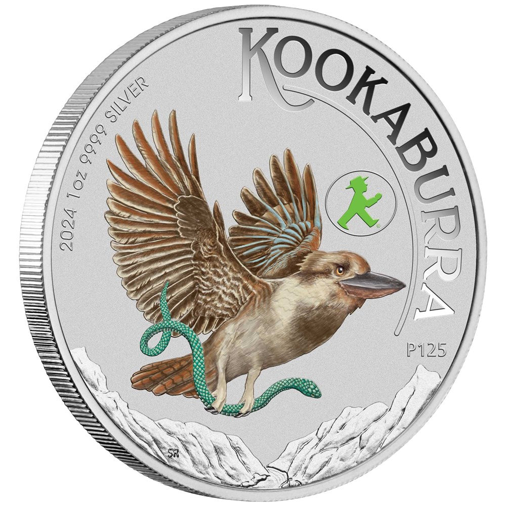 2024 Perth Mint Kookaburra 1oz Silver Coloured Coin in Card