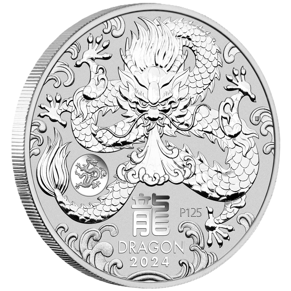 2024 Perth Mint Lunar Dragon 1oz Silver Bu Coin (Dragon Privy)