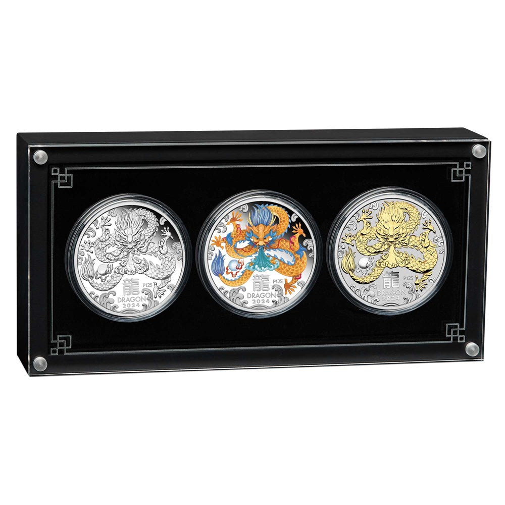 2024 Perth Mint Lunar Dragon 1oz Silver Trio Set