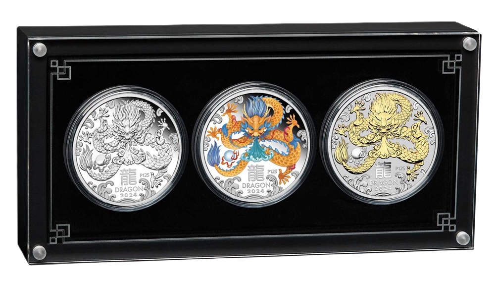 2024 Perth Mint Lunar Dragon 1oz Silver Trio Set