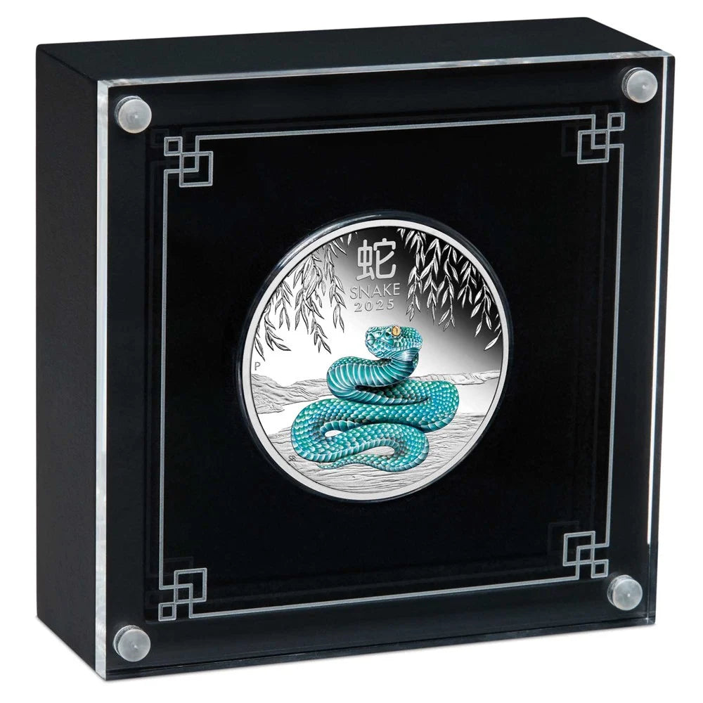 2025 Perth Mint Lunar Snake 1oz Silver Coloured Proof Coin