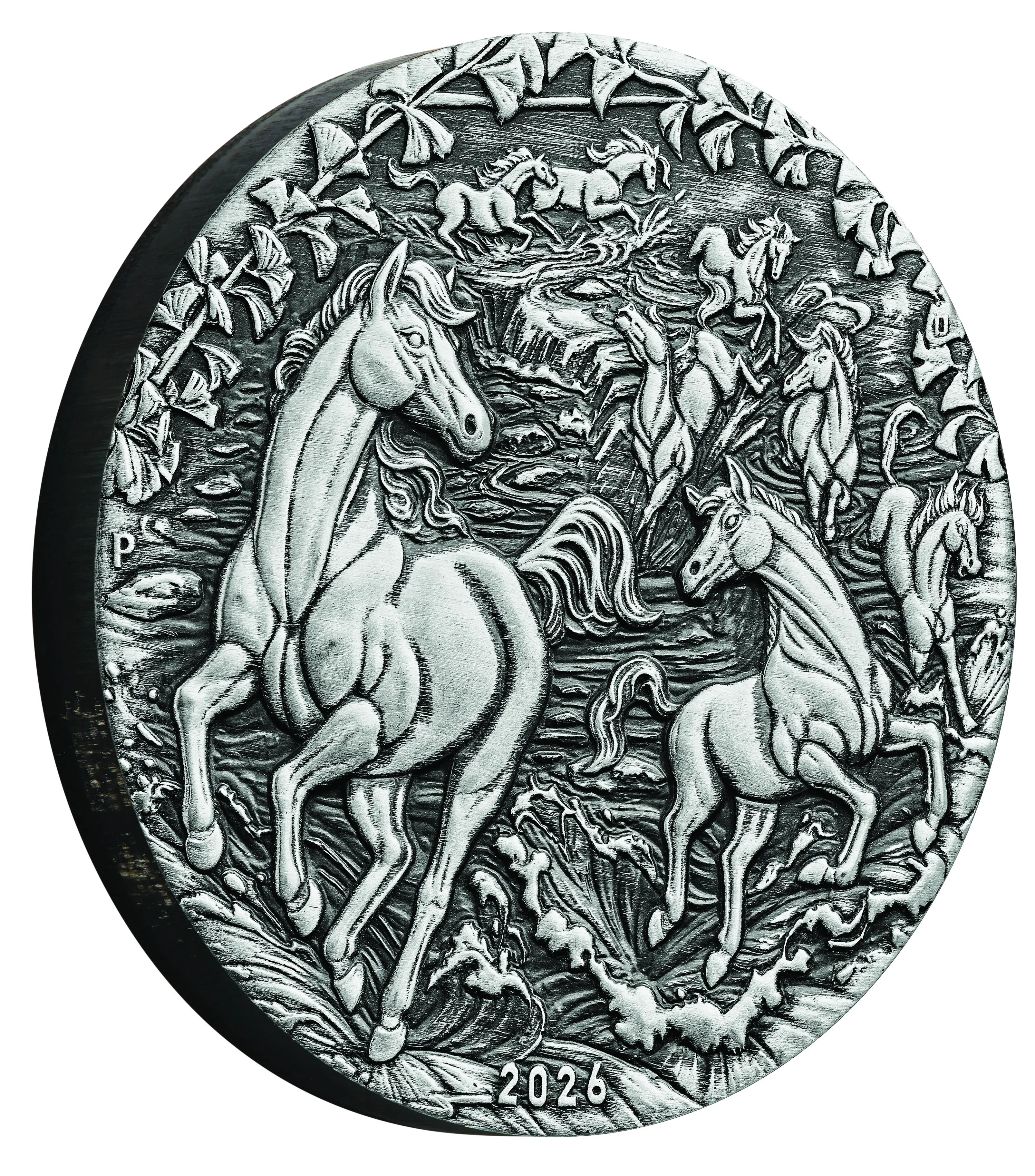 2026 Perth Mint Lunar Horse 2oz Silver Antiqued Coin. Pre-order