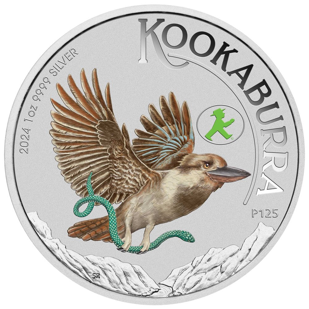 2024 Perth Mint Kookaburra 1oz Silver Coloured Coin in Card