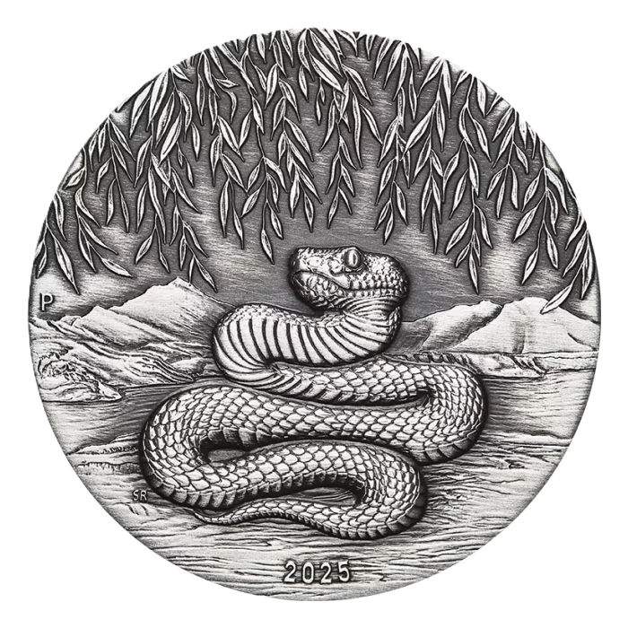 2025 Perth Mint Lunar Snake 2oz Silver Antiqued Coin