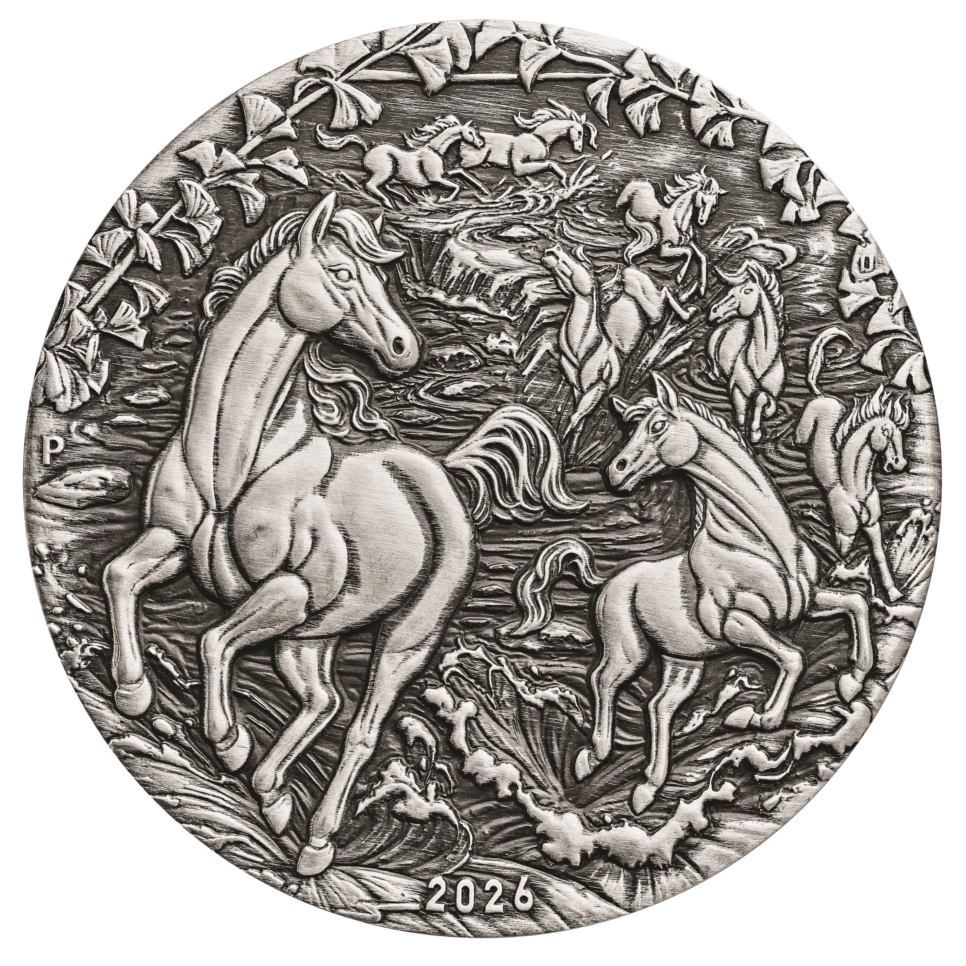 2026 Perth Mint Lunar Horse 2oz Silver Antiqued Coin. Pre-order
