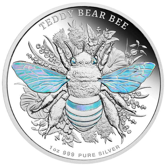 2026 Native Bees Teddy Bear Bee 1oz Proof Hologram Silver Coin