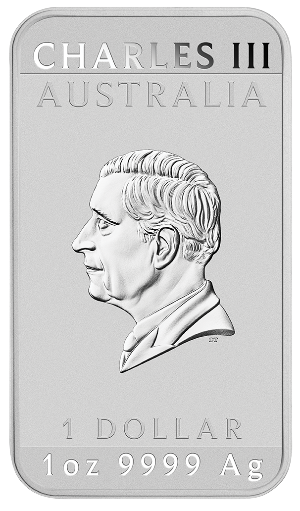2026 Perth Mint Golden Dragon 1oz Silver Coloured Rectangular bar on card