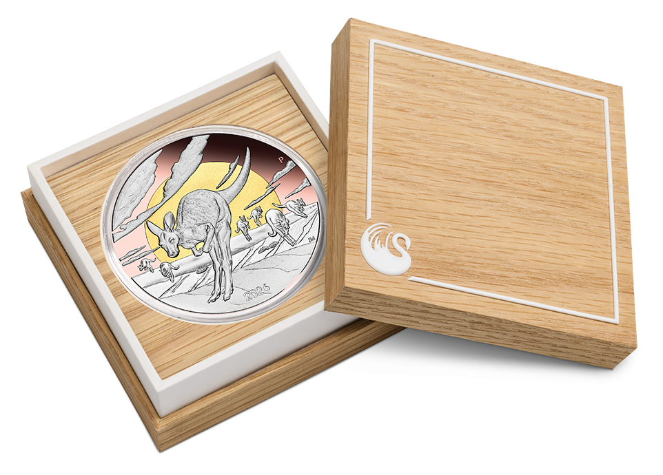 2026 Perth Mint Kangaroo 5oz Silver Proof Gilded Coin