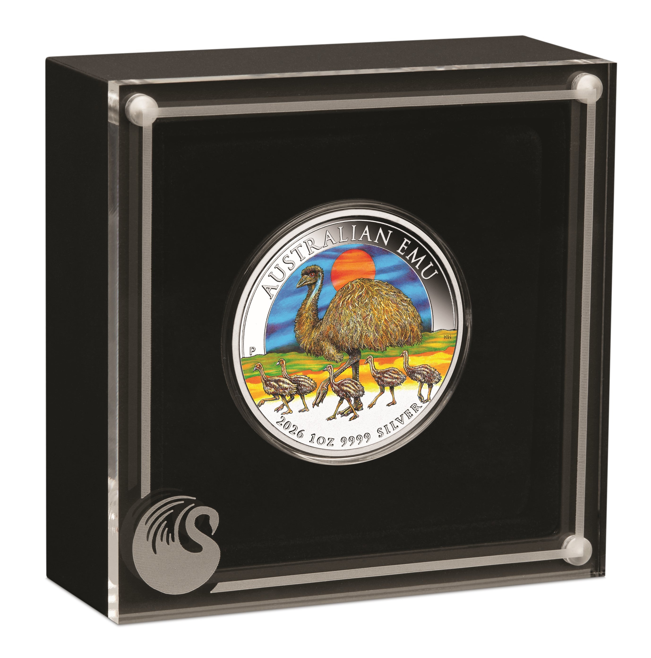 2026 Perth Mint Australian Emu 1oz Silver Coloured Coin