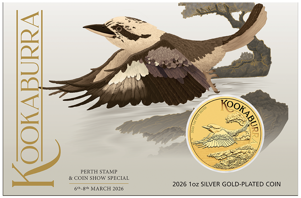 2026 Perth Mint Australian Kookaburra 1oz Silver Gold-Plated Coin