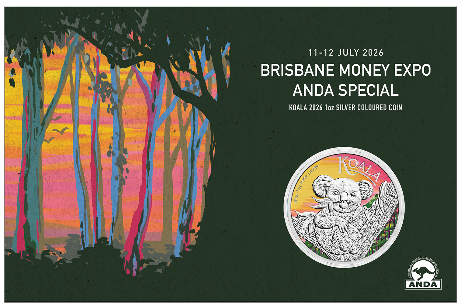 2026 Perth Mint Koala 1oz Silver Coloured Coin In Card