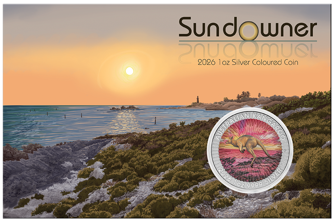 2026 Perth Mint Red Kangaroo 1oz Silver Coloured Coin
