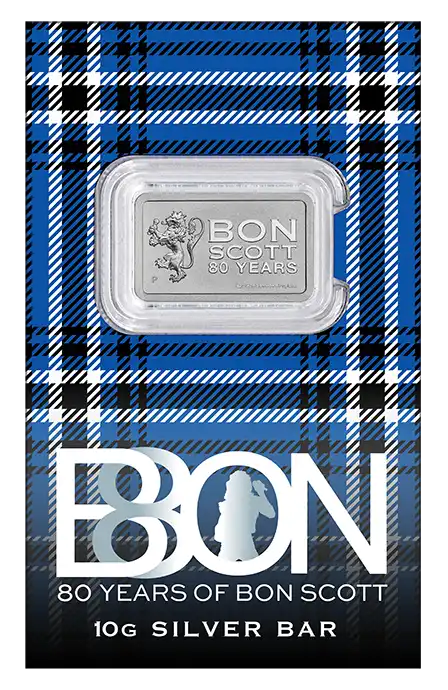 2026 Perth Mint Bon Scott 10g Silver Minted Bar