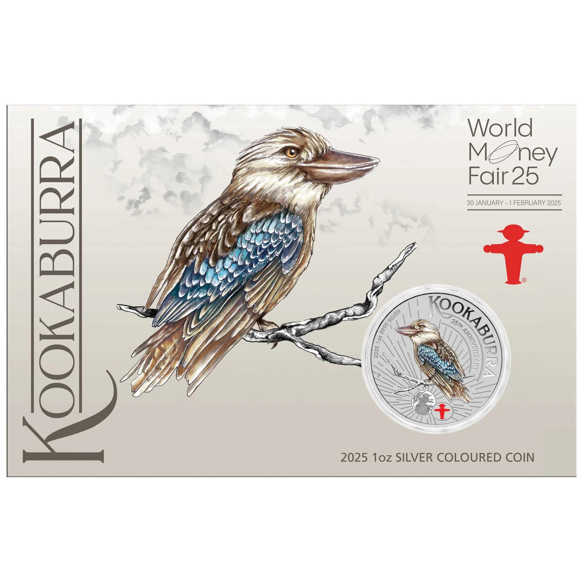 2024-2026 Perth Mint Kookaburra 1oz Silver Coloured 3 Coin Collection in Cards