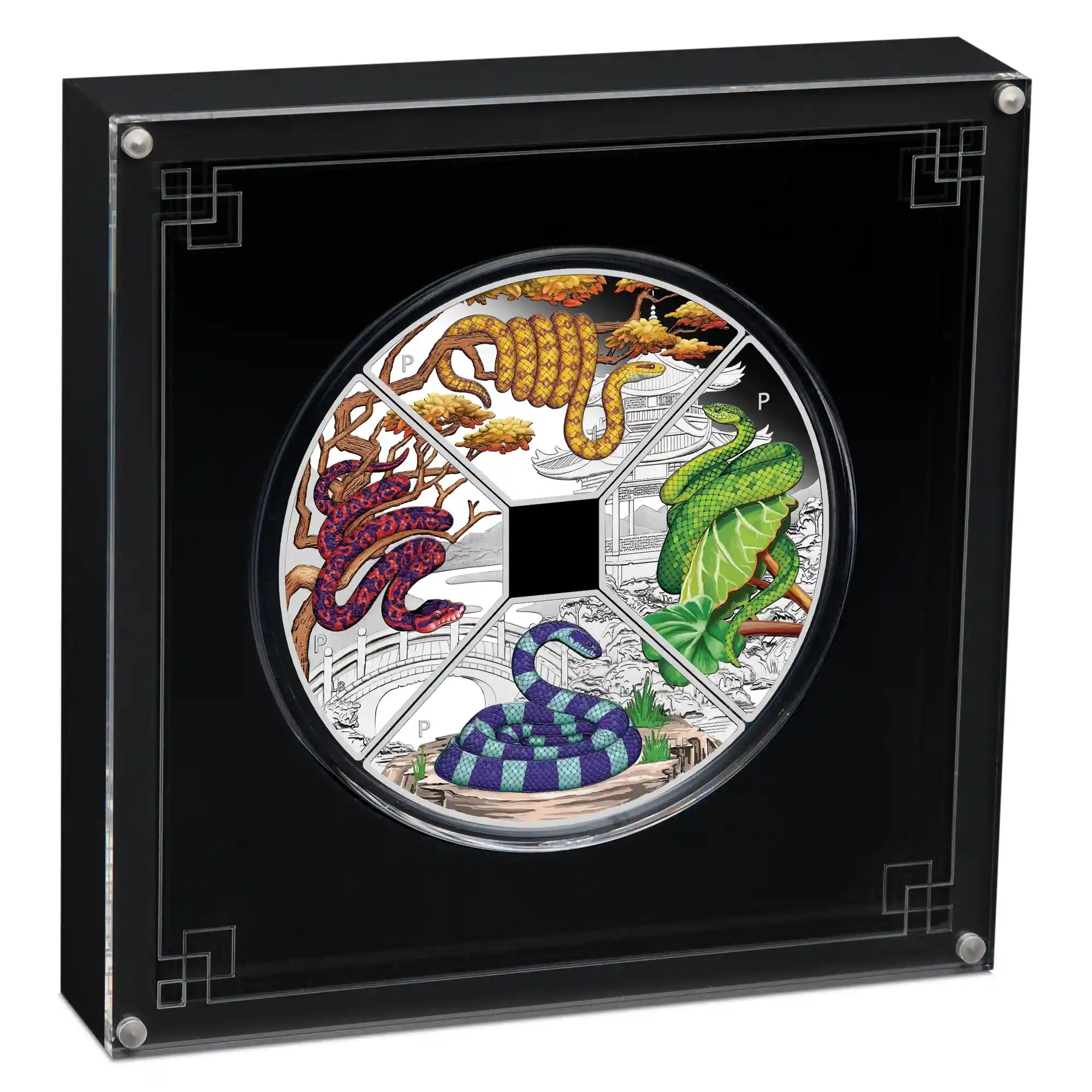 2025 Perth Mint Lunar Snake Quadrant 1oz Silver Proof Coloured Four-Coin Set