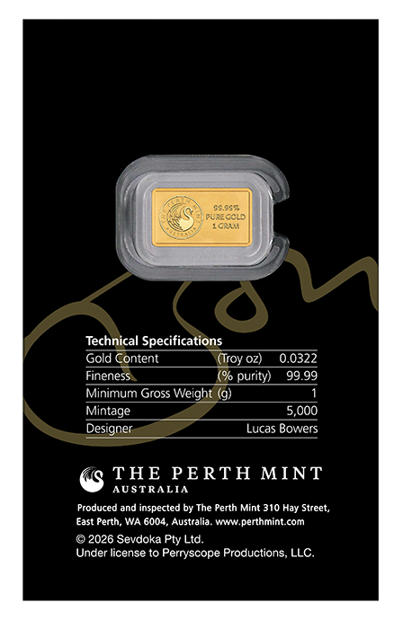 2026 Perth Mint Bon Scott 1g Gold Minted Bar