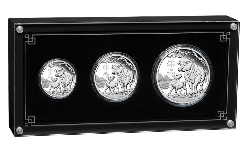 2021 Perth Mint Lunar Ox Silver Proof Three-Coin Set