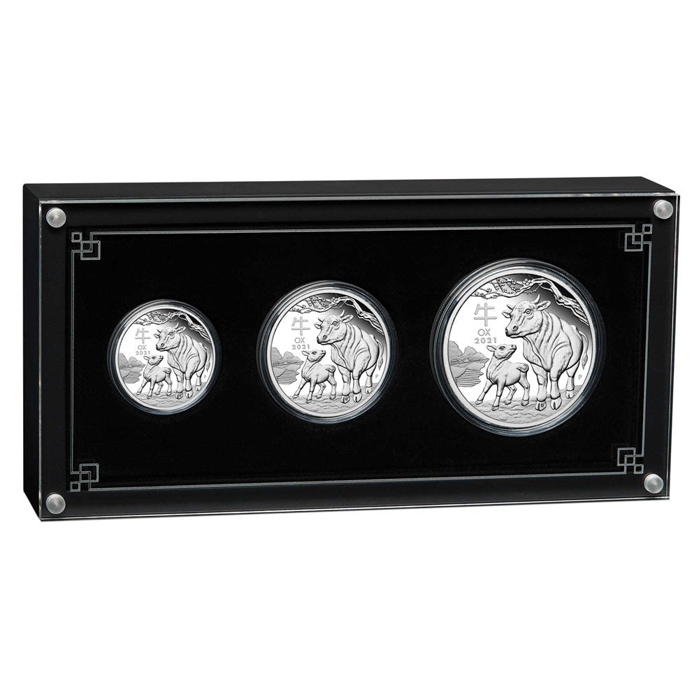 2021 Perth Mint Lunar Ox Silver Proof Three-Coin Set