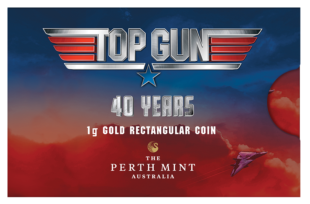 2026 Perth Mint Top Gun 40th Anniversary 1g Gold Rectangle Coin in Card