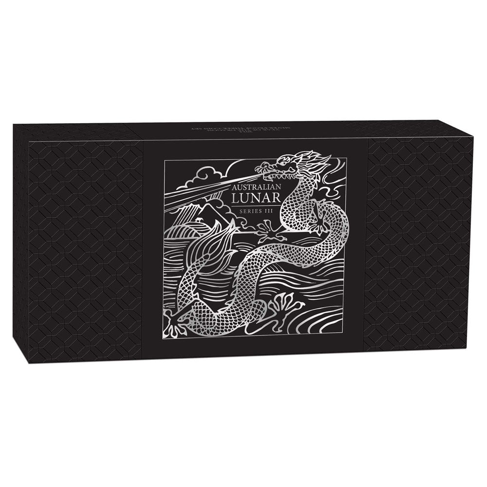 2024 Perth Mint Lunar Dragon Silver Proof Three-Coin Set