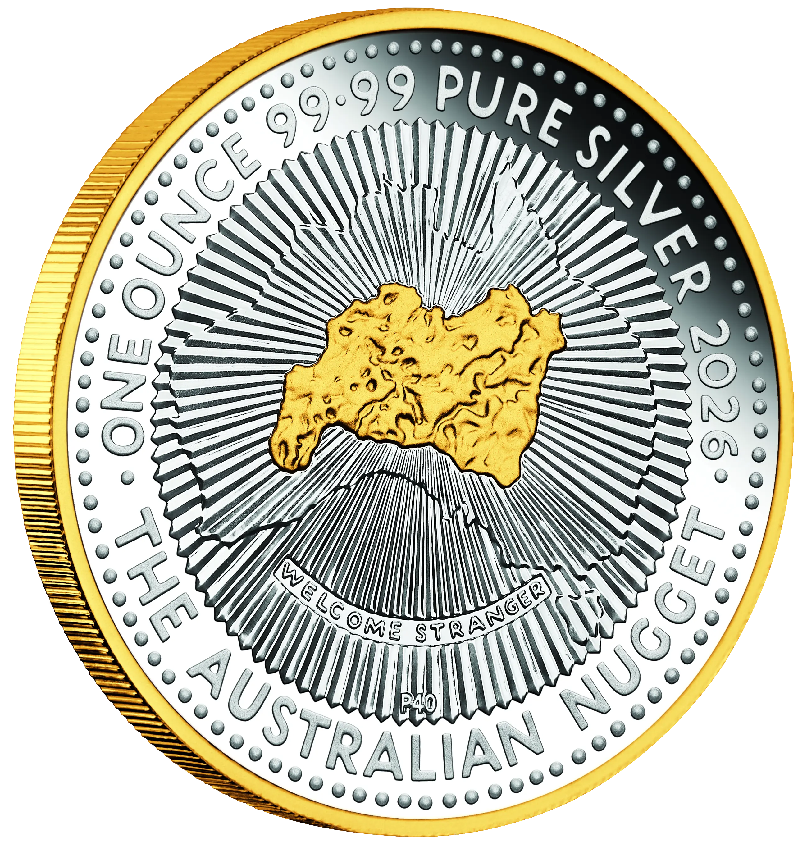 2026 Perth Mint Australian Nugget 40th Anniversary 1oz Silver Proof Gilded Coin