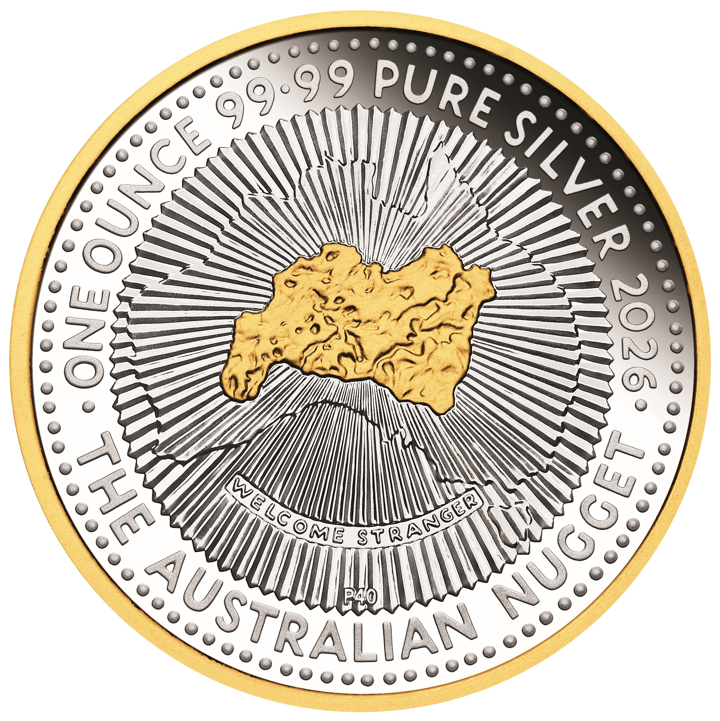 2026 Perth Mint Australian Nugget 40th Anniversary 1oz Silver Proof Gilded Coin