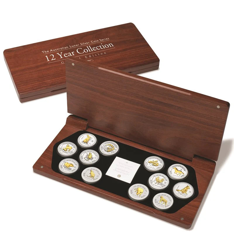 1999-2010 Perth Mint Lunar Gilded 1oz Silver 12 Coin Set