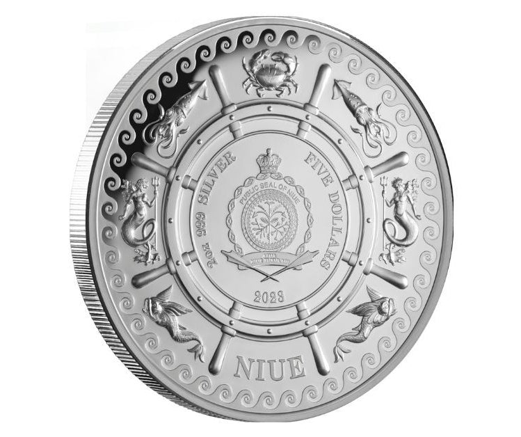 2023 Niue mythical creatures siren 2oz silver coloured proof coin