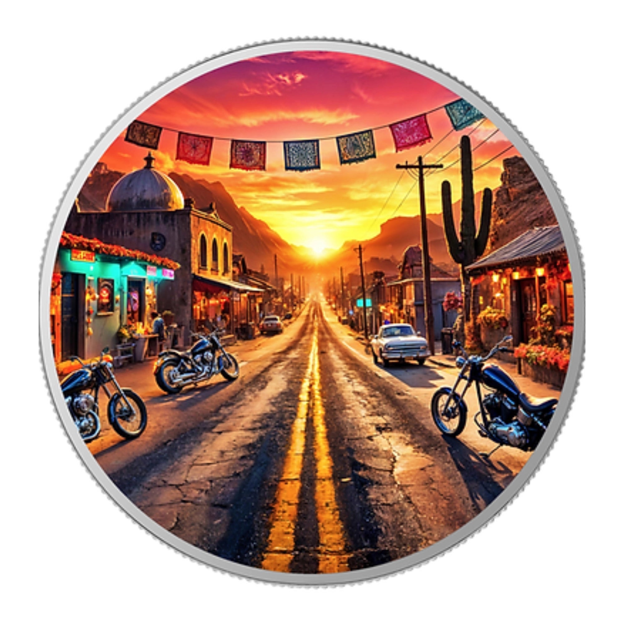 2024 Mexico Libertad Dia de los Muertos Biker 1oz Silver Coloured Coin