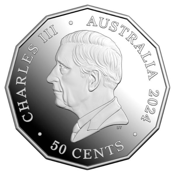 2024 50c Christmas Festive Florals Fine Silver Coloured Proof Coin
