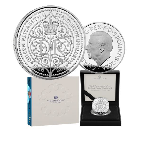 2026 Royal Mint QE II Birth Centenary 1 oz Silver Proof Coin