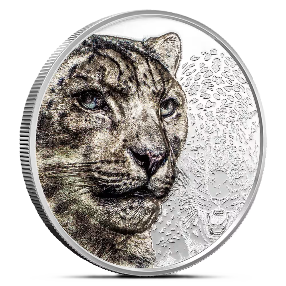 2024 Mongolia Snow Leopard 1oz Silver Coloured Proof Coin