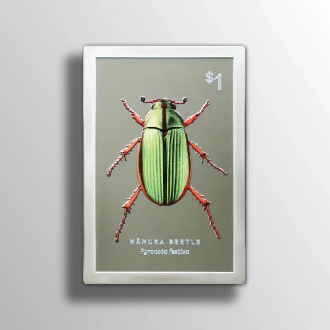2026 Mānuka Beetle 2oz Silver Proof Coloured HR Coin