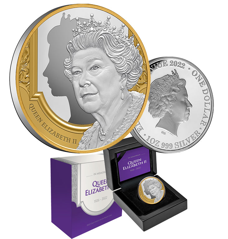 2022 Niue Queen Elizabeth II Tribute 1oz Silver Proof Gold Plated Coin