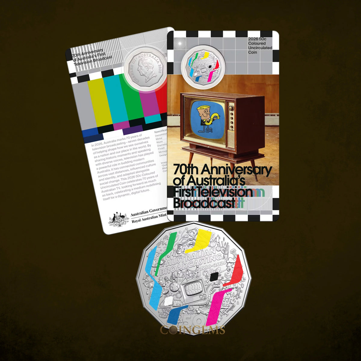 2026 RAM 70th Anniversary of First TV Broadcast 50c Coloured UNC