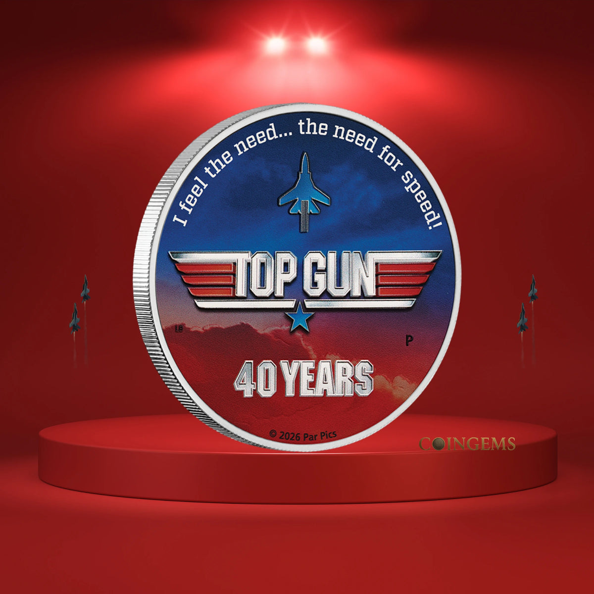 2026 Perth Mint Top Gun 40th Anniversary 1oz Silver Coloured Coin