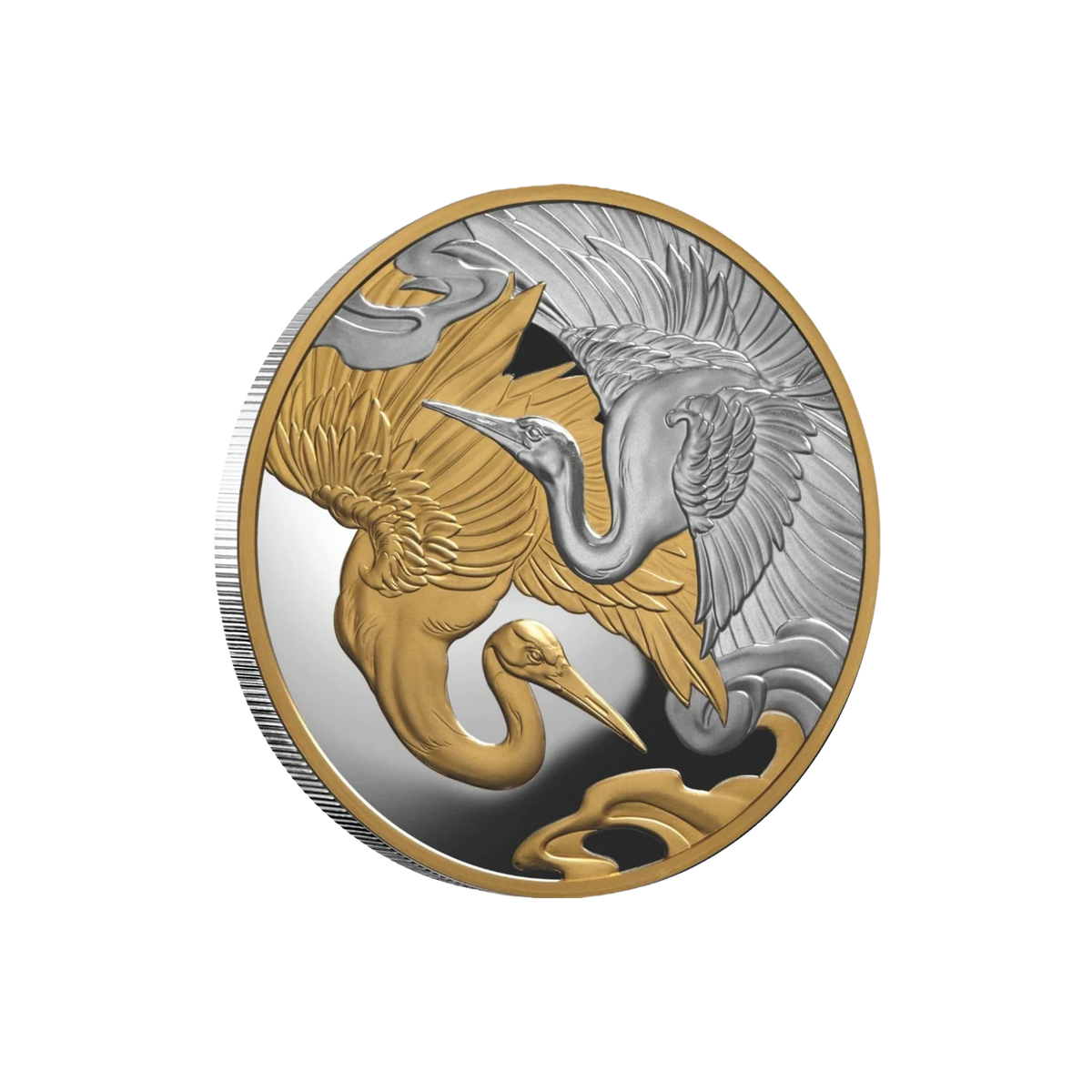 2025 Cranes Harmony & Longevity Gold-plated 1oz Silver Proof Coin