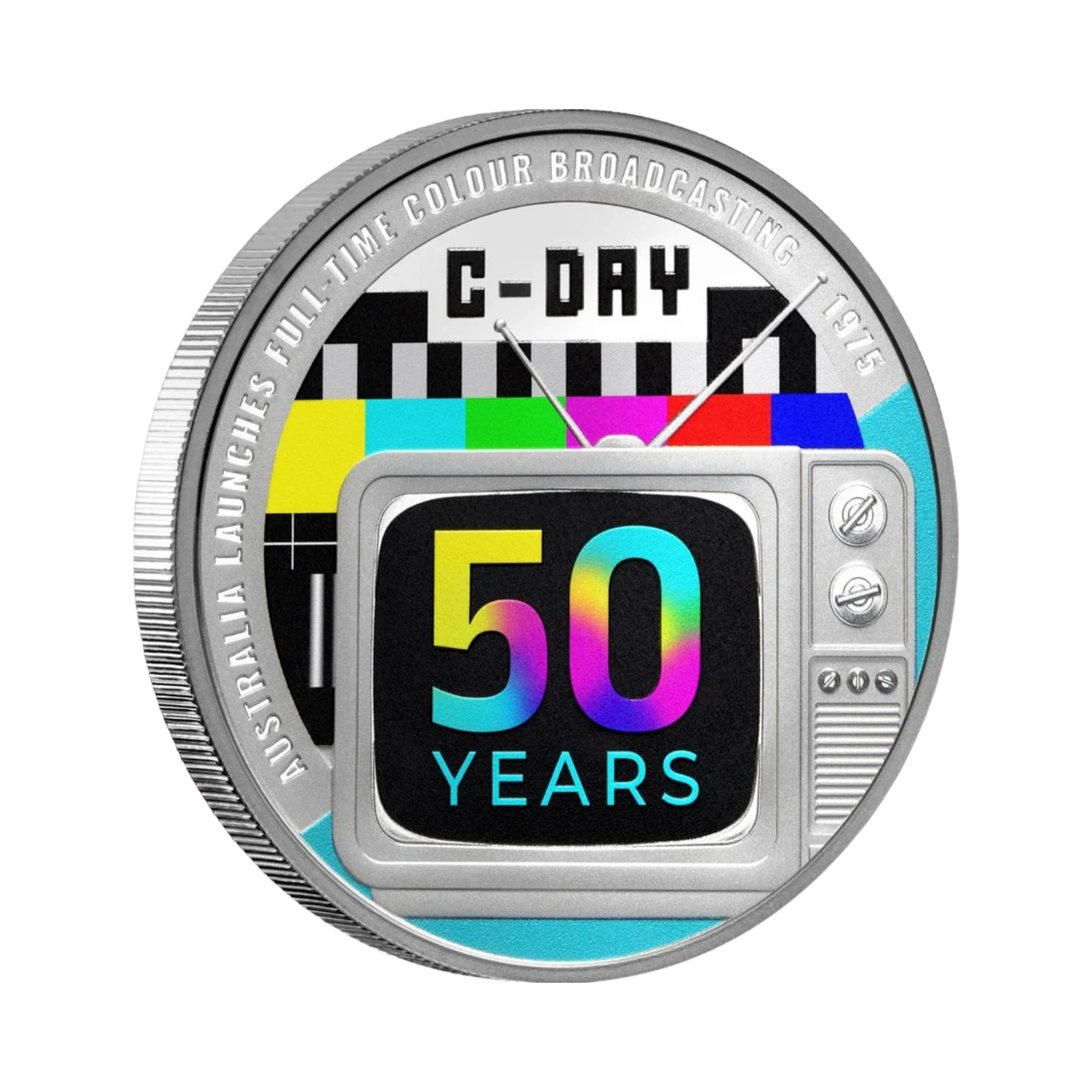 2025 Perth Mint Colour TV 50th Anniversary 1oz Proof Silver Coin