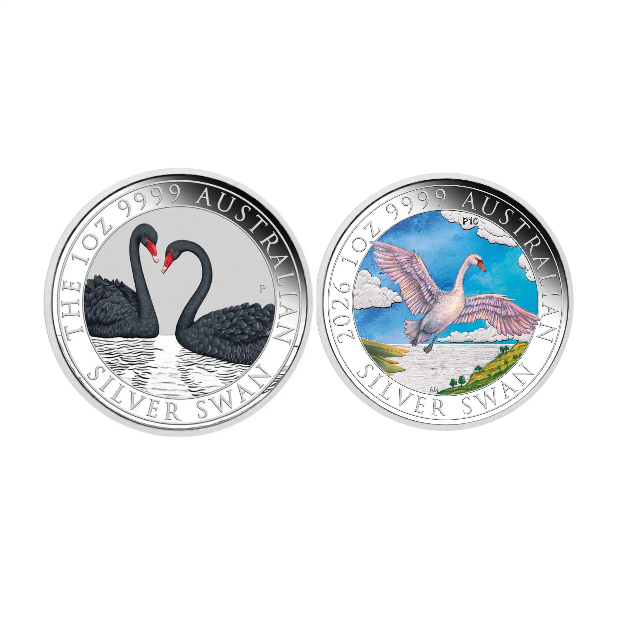 2022 & 2026 Perth Mint Swan 1oz Silver Coloured 2 Coin Collection