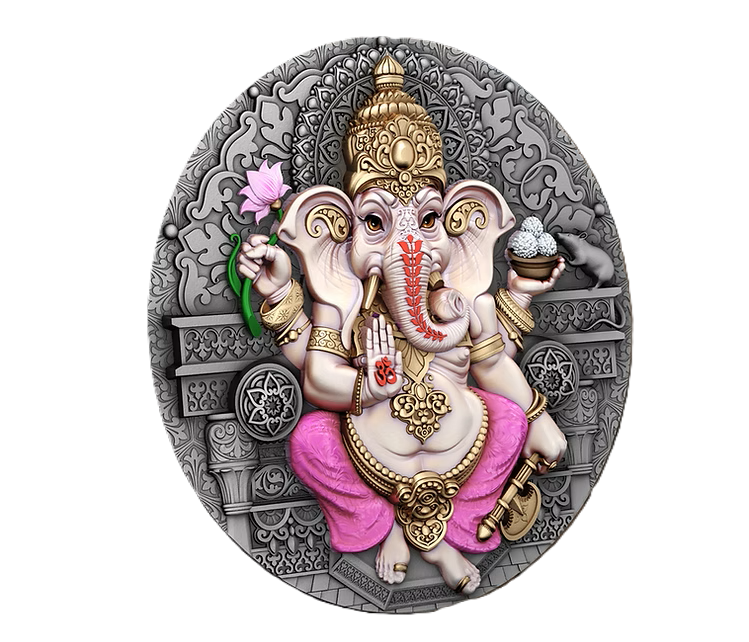 2025 Niue Ganesha 2oz Silver HR Antiqued Coloured Coin