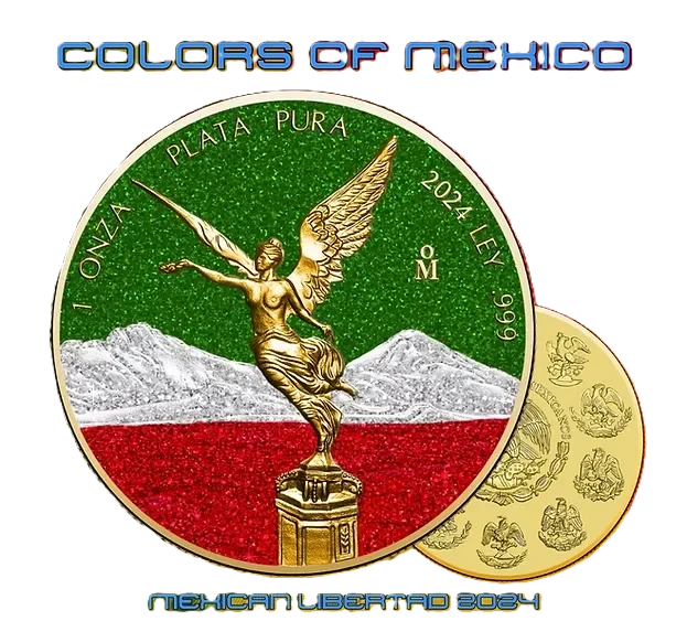 2024 Libertad Colors of Mexico Diamond Dust 1oz Silver Coin