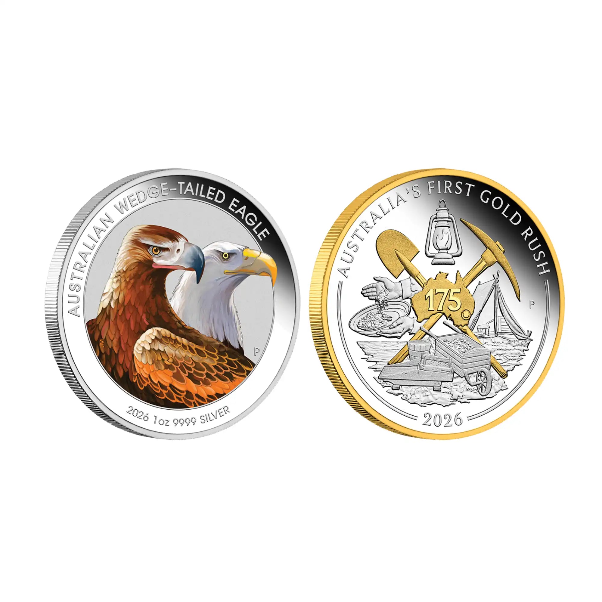 2026 Perth Mint Wedge-Tailed Eagle & Gold Rush 1oz Silver 2-Coin Collection
