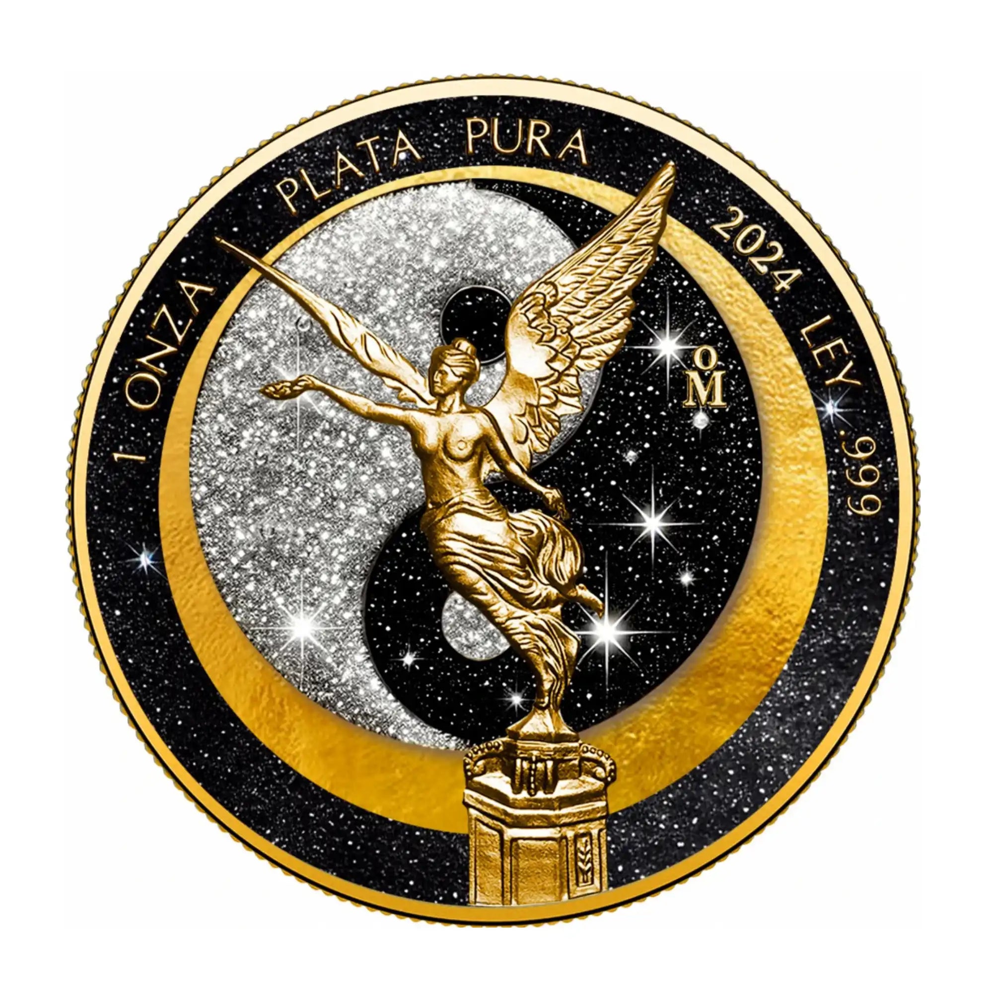 2024 Mexico Libertad Sun & Moon Yin Yang Edition 1oz Silver Coloured Coin