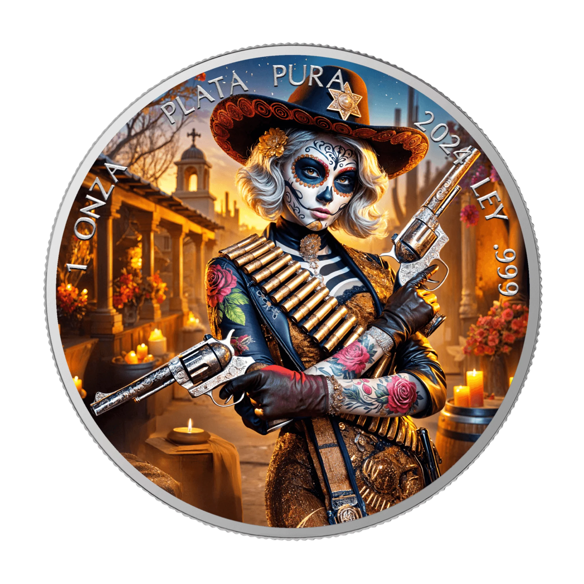2025 Mexico Libertad Dia De Los Muertos Sheriff 1oz Silver Coloured Coin