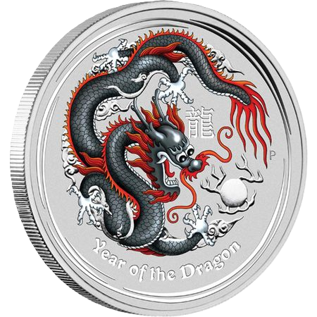 2012 PerthMint World Money Fair - Lunar Dragon 1oz Silver Black Coloured coin