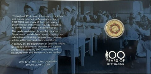 2019 Royal Australian Mint Repatriation Coloured C MintMark Coin in card