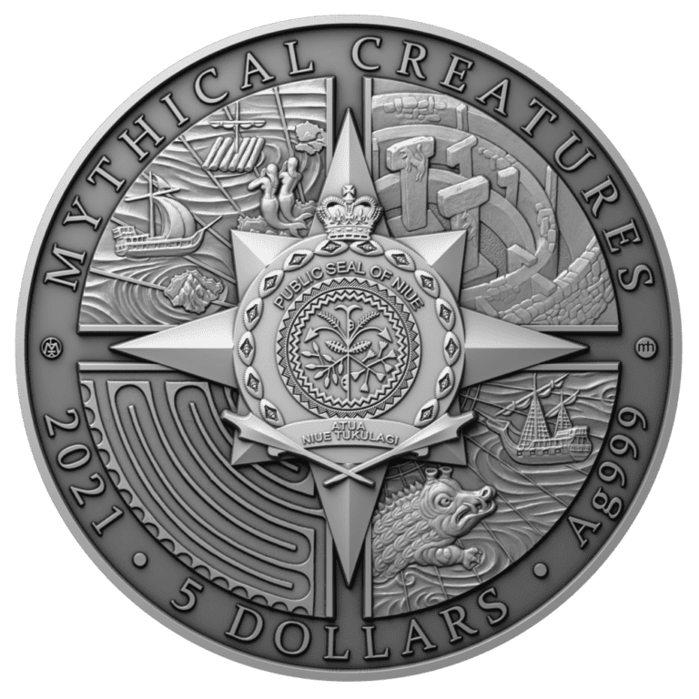 2021 Sea Monster Kraken 2oz Silver Antiqued Coin