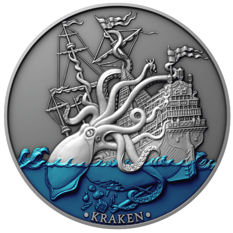 2021 Sea Monster Kraken 2oz Silver Antiqued Coin